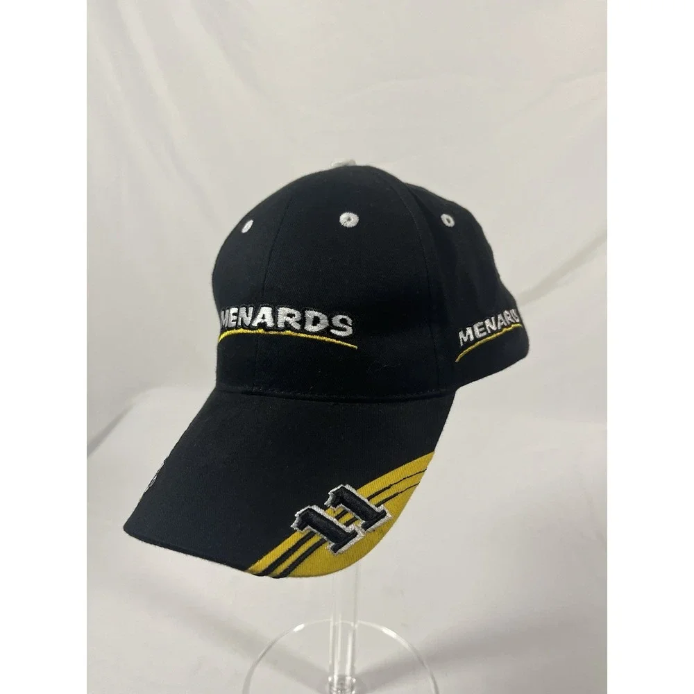 Vtg Menards Racing NASCAR Hat Cap Mens Strapback Black Yellow #11 Paul Menard
